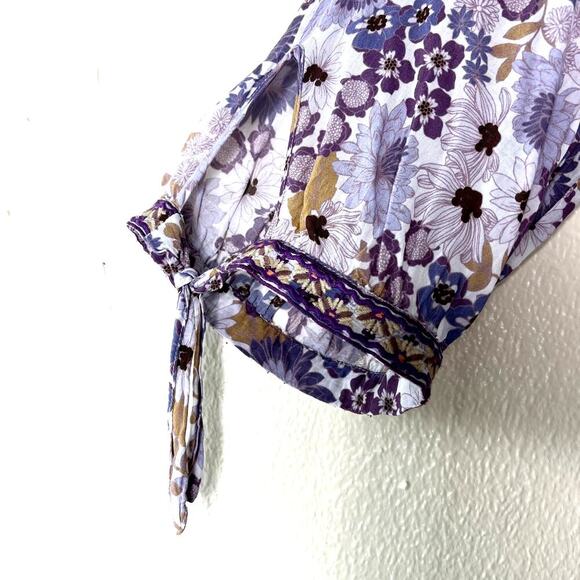 Johnny Was Dione Midi Maxi Dress Purple Floral Print Square Neck XL Half Sleeve - Picture 5 of 7